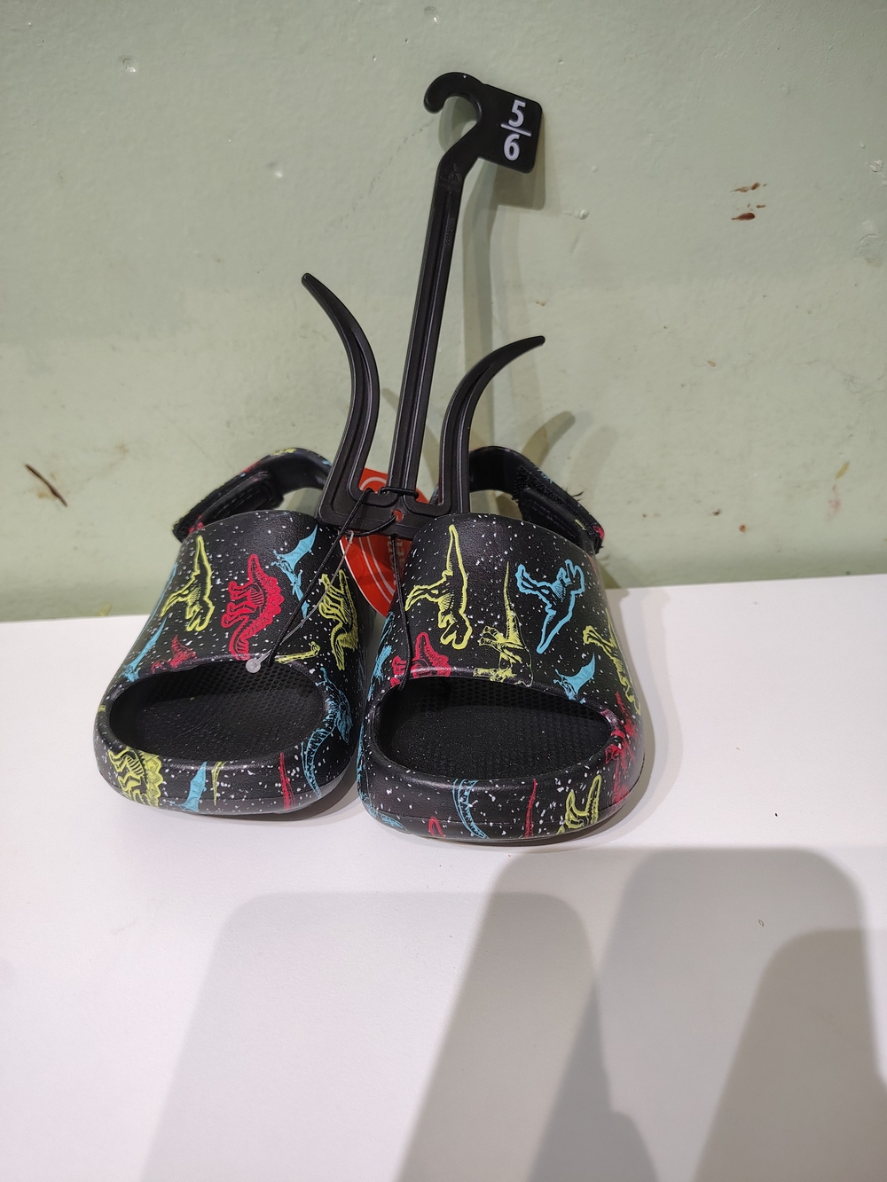 NWT Wonder Nation Dinosaur Toddler Boy Sandals Black Shoes Size 5/6 Multicolor